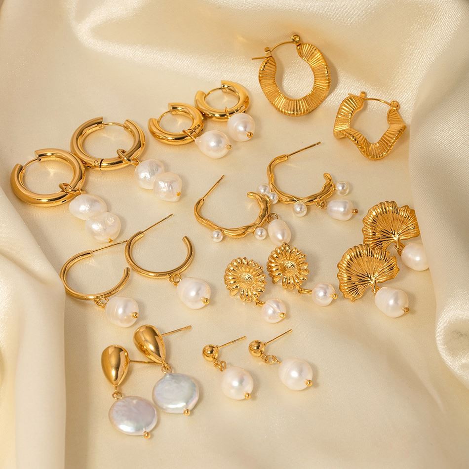 Stainless Steel Pearl Earrings