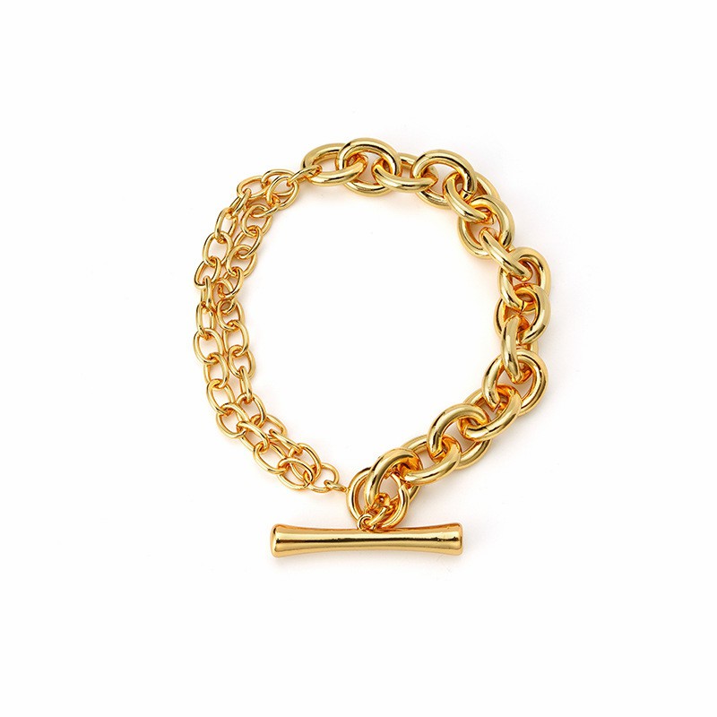 T-bar Brass Chain Bracelet